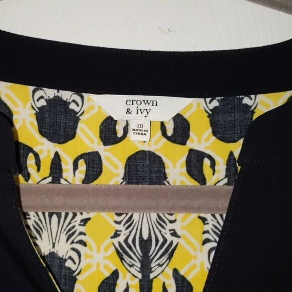 Crown & Ivy black yellow zebra print dress.Sz 10 - Picture 3 of 4
